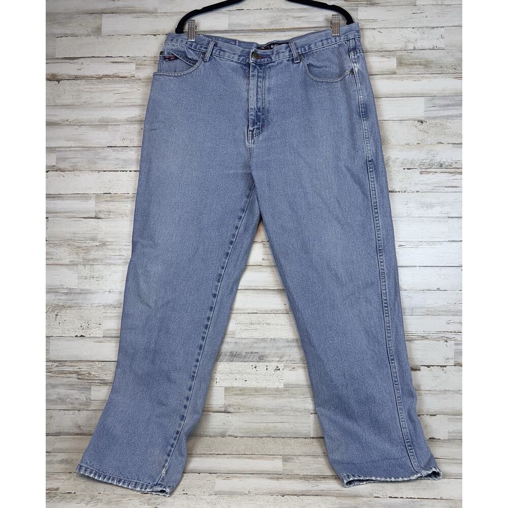 Vintage Bugle Boy Jeans Men 38x32 (37x31) Light Wash 90s Straight Leg USA Denim